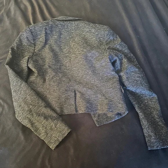 Theory Womens Crop Blazer Jacket Long Sleeve Notch Lapel Hook Closure Tweed - Picture 5 of 5